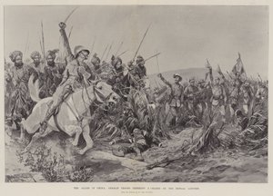 Los Aliados en China, tropas alemanas vitoreando una carga de los lanceros de Bengala